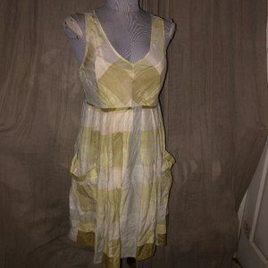 maeve Anthropologie pastel chartreuse plaid dress8
